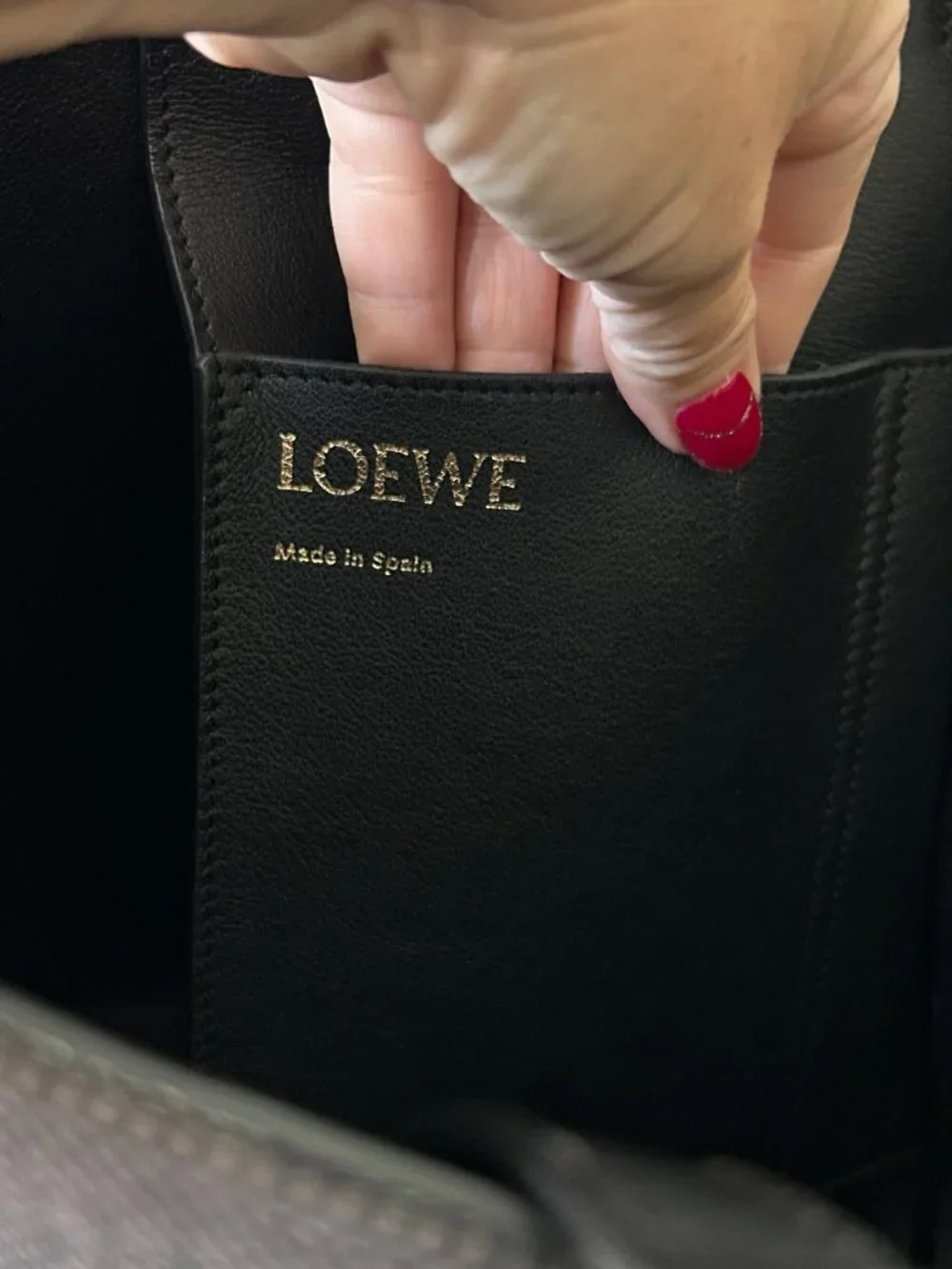 Loewe Anagram Tote in Leather & Canvas Black & Gray-Laptop, Travel, Work